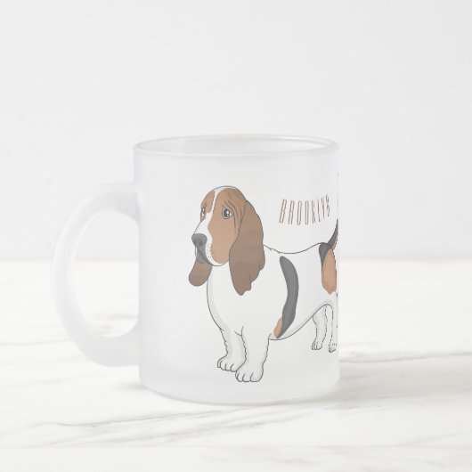 Darstellung des Basset-Hunde-Cartoon Mattglastasse (Links)