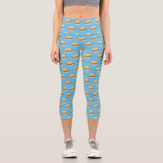 Darstellung des Cartoon Cheesecake Capri Leggings (Vorderseite)