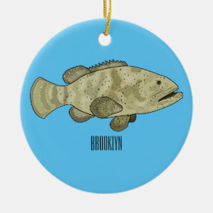 Darstellung des Cartoon des Groupers Keramik Ornament