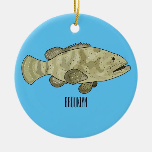 Darstellung des Cartoon des Groupers Keramik Ornament (Vorne)