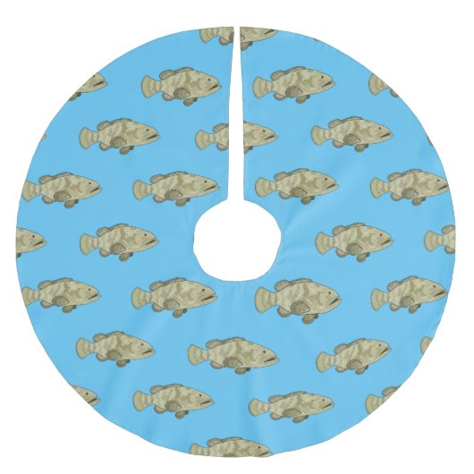 Darstellung des Cartoon des Groupers Polyester Weihnachtsbaumdecke (Vorderseite)