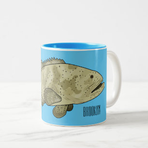 Darstellung des Cartoon des Groupers Zweifarbige Tasse