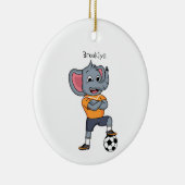 Darstellung des Cartoon eines Elephanten-Fußballsp Keramik Ornament (Rechts)