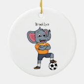 Darstellung des Cartoon eines Elephanten-Fußballsp Keramik Ornament (Hinten)