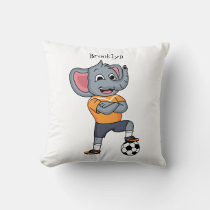 Darstellung des Cartoon eines Elephanten-Fußballsp Kissen