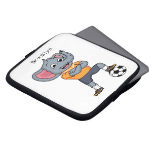 Darstellung des Cartoon eines Elephanten-Fußballsp Laptopschutzhülle