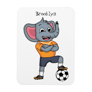 Darstellung des Cartoon eines Elephanten-Fußballsp Magnet