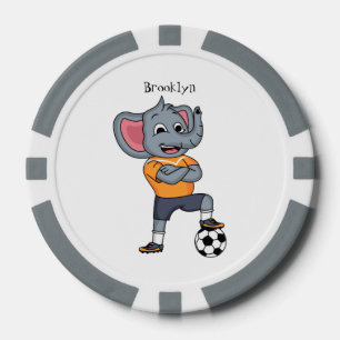 Darstellung des Cartoon eines Elephanten-Fußballsp Pokerchips