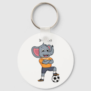 Darstellung des Cartoon eines Elephanten-Fußballsp Schlüsselanhänger