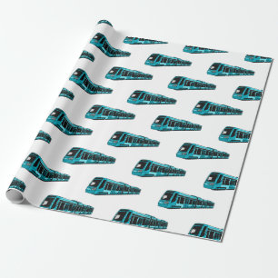 Darstellung des Cartoon elektrischer Lokomotive Geschenkpapier