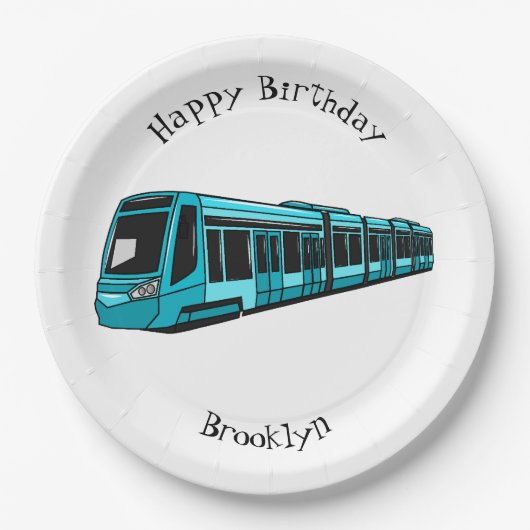 Darstellung des Cartoon elektrischer Lokomotive Pappteller (Vorderseite)