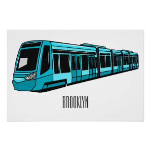 Darstellung des Cartoon elektrischer Lokomotive Poster