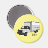 Darstellung des Cartoon im Box-LKW Magnet (Vorderseite/Rückseite)