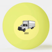 Darstellung des Cartoon im Box-LKW Tischtennisball (Rückseite)