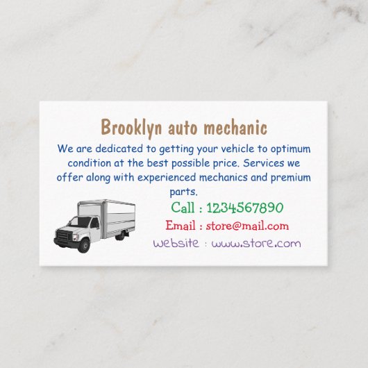 Darstellung des Cartoon im Box-LKW Visitenkarte (Vorderseite)