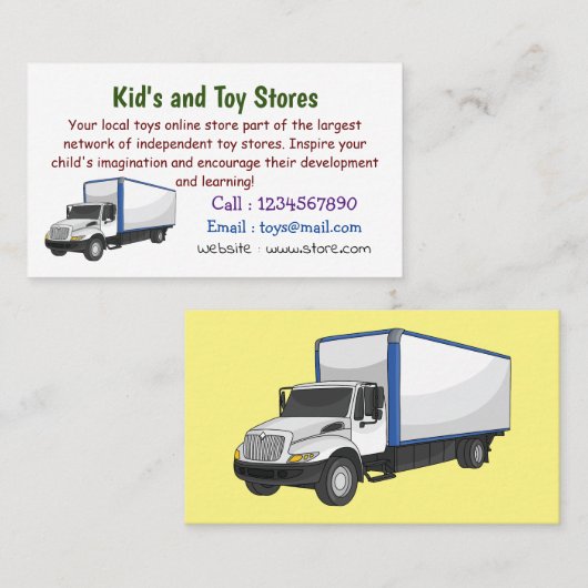 Darstellung des Cartoon im Box-LKW Visitenkarte (Vorne/Hinten)