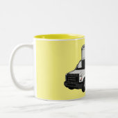 Darstellung des Cartoon im Box-LKW Zweifarbige Tasse (Links)