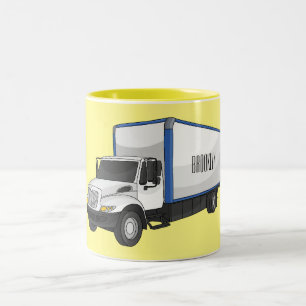 Darstellung des Cartoon im Box-LKW Zweifarbige Tasse