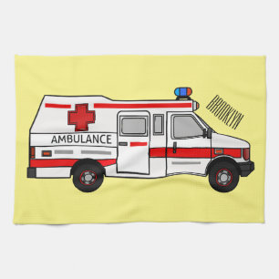 Darstellung des Cartoon im Krankenwagen Geschirrtuch