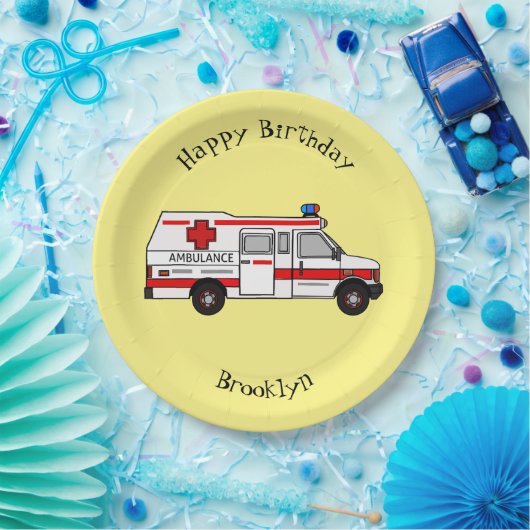 Darstellung des Cartoon im Krankenwagen Pappteller (Party)