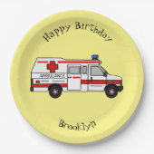 Darstellung des Cartoon im Krankenwagen Pappteller (Vorderseite)