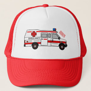 Darstellung des Cartoon im Krankenwagen Truckerkappe