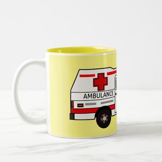 Darstellung des Cartoon im Krankenwagen Zweifarbige Tasse (Links)