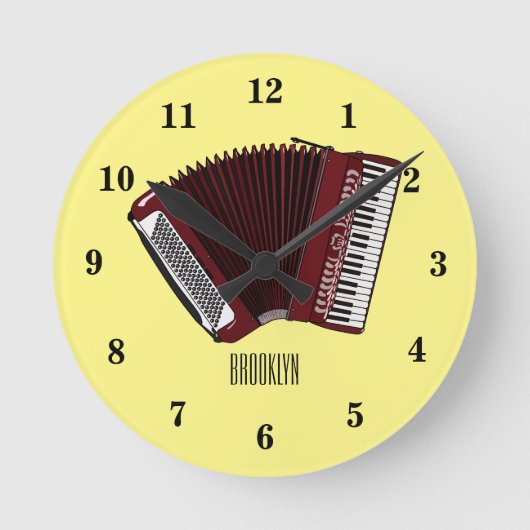 Darstellung des Cartoon in Accordion Runde Wanduhr (Vorderseite)