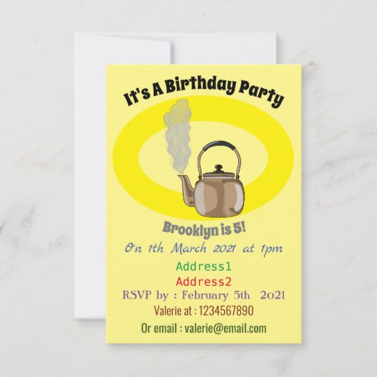 Darstellung des Cartoon in Stovetop oder hob kette Einladung (Vorderseite)