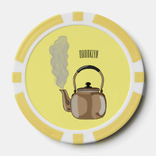 Darstellung des Cartoon in Stovetop oder hob kette Pokerchips