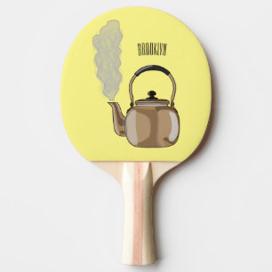 Darstellung des Cartoon in Stovetop oder hob kette Tischtennis Schläger