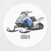 Darstellung des Cartoon Snowmobile Etiketten (Design 2)