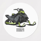 Darstellung des Cartoon Snowmobile Etiketten (Design 2)