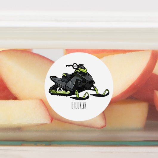 Darstellung des Cartoon Snowmobile Etiketten (Befestigt)