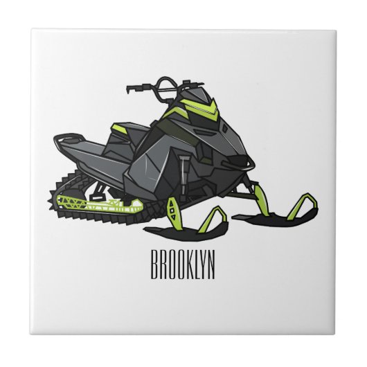 Darstellung des Cartoon Snowmobile Fliese (Vorderseite)