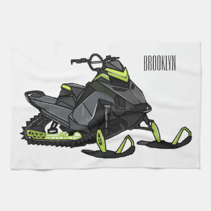 Darstellung des Cartoon Snowmobile Geschirrtuch