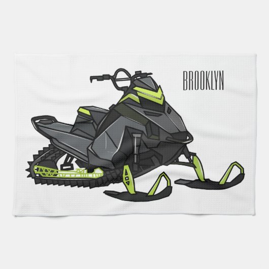 Darstellung des Cartoon Snowmobile Geschirrtuch (Horizontal)