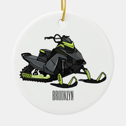 Darstellung des Cartoon Snowmobile Keramik Ornament (Vorne)