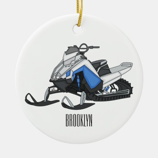 Darstellung des Cartoon Snowmobile Keramik Ornament (Vorne)