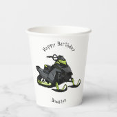 Darstellung des Cartoon Snowmobile Pappbecher (Rückseite)