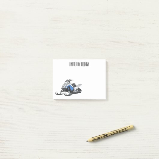 Darstellung des Cartoon Snowmobile Post-it Klebezettel (Auf Schreibtisch)