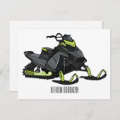 Darstellung des Cartoon Snowmobile Postkarte (Vorne/Hinten)
