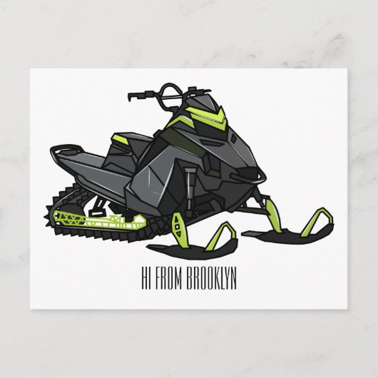 Darstellung des Cartoon Snowmobile Postkarte (Vorderseite)
