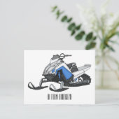 Darstellung des Cartoon Snowmobile Postkarte (Stehend Vorderseite)
