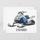 Darstellung des Cartoon Snowmobile Postkarte (Vorne/Hinten)