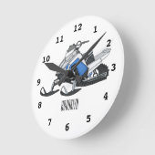 Darstellung des Cartoon Snowmobile Runde Wanduhr (Winkel)