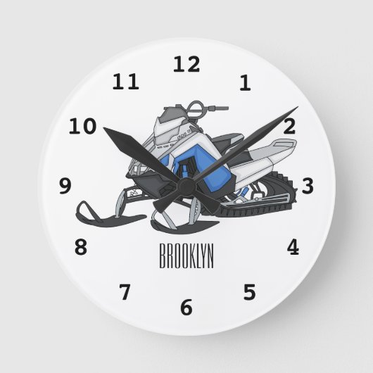 Darstellung des Cartoon Snowmobile Runde Wanduhr (Vorderseite)