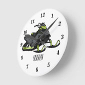 Darstellung des Cartoon Snowmobile Runde Wanduhr (Winkel)