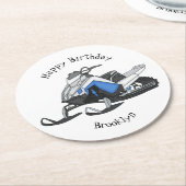 Darstellung des Cartoon Snowmobile Runder Pappuntersetzer (Angewinkelt)