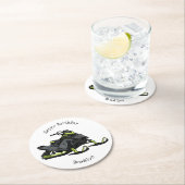 Darstellung des Cartoon Snowmobile Runder Pappuntersetzer (Vor Ort)